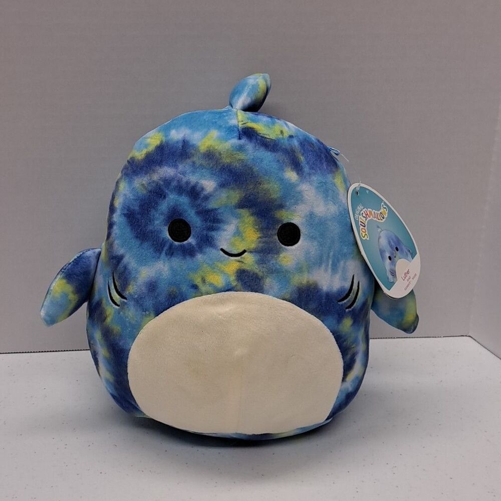 NEW Squishmallow 8" Luther Blue Tie Dye Shark Plush Kellytoy 2020 Tag